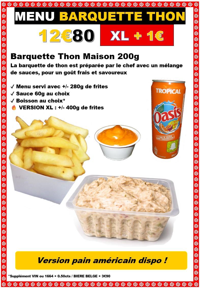 Menu barquette thon
